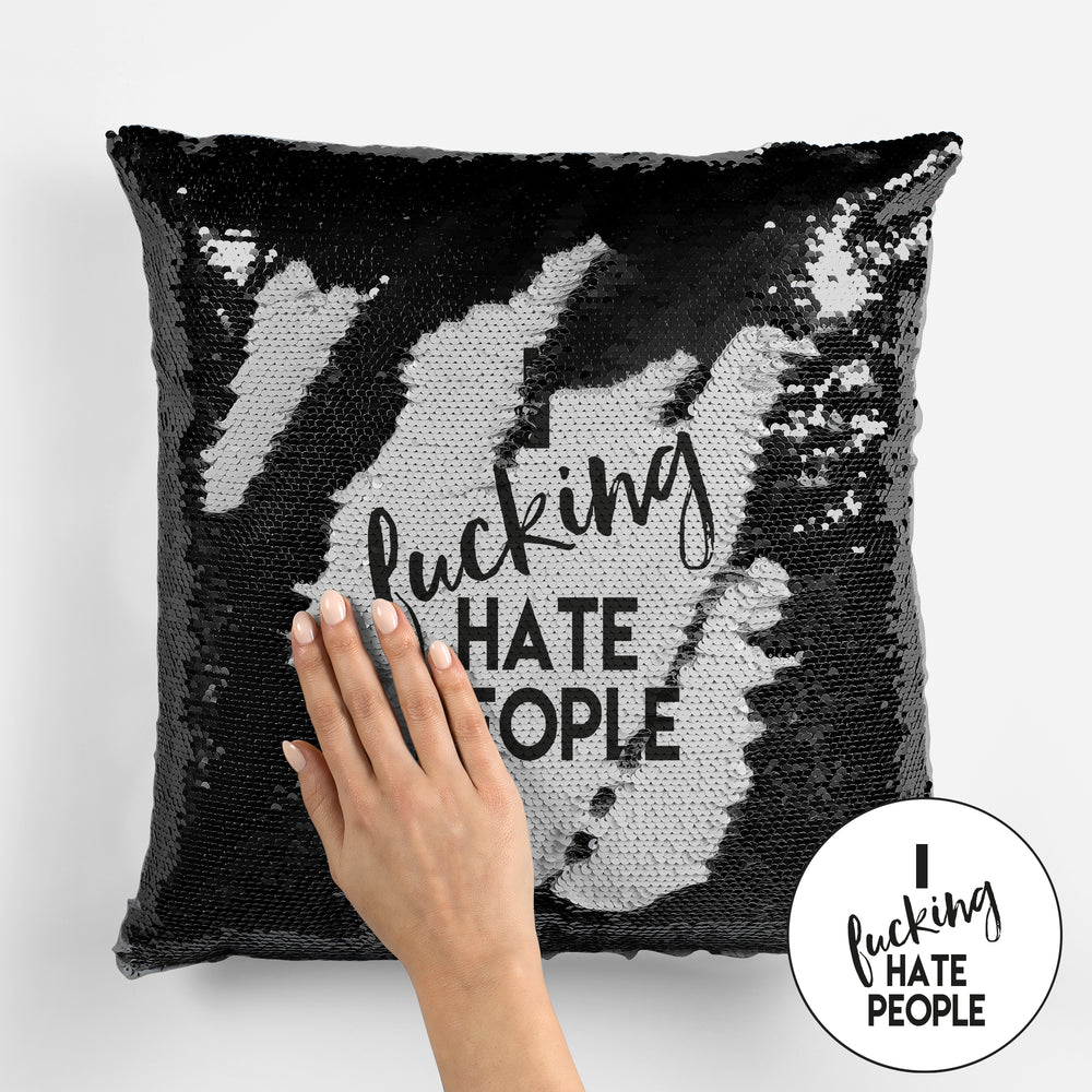 I Fucking Hate People Sequin Cushion #1 image